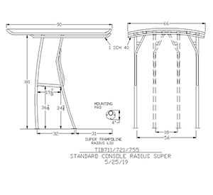 Super Radius T-Top fitment drawing